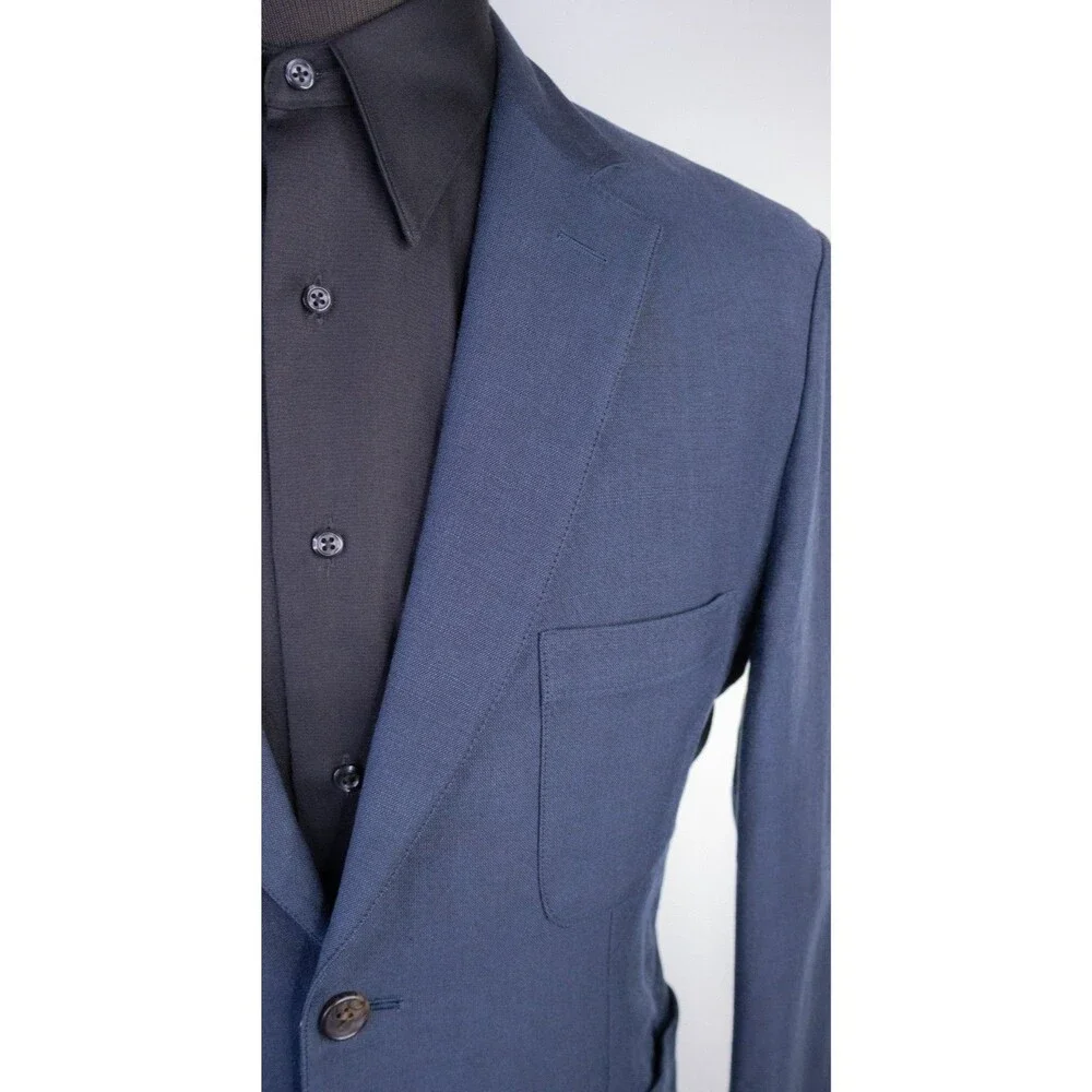 Taylor Stitch 2-Pcs Blue Two Button Cotton Suit Jacket Blazer Sz 40R Pants 36X32